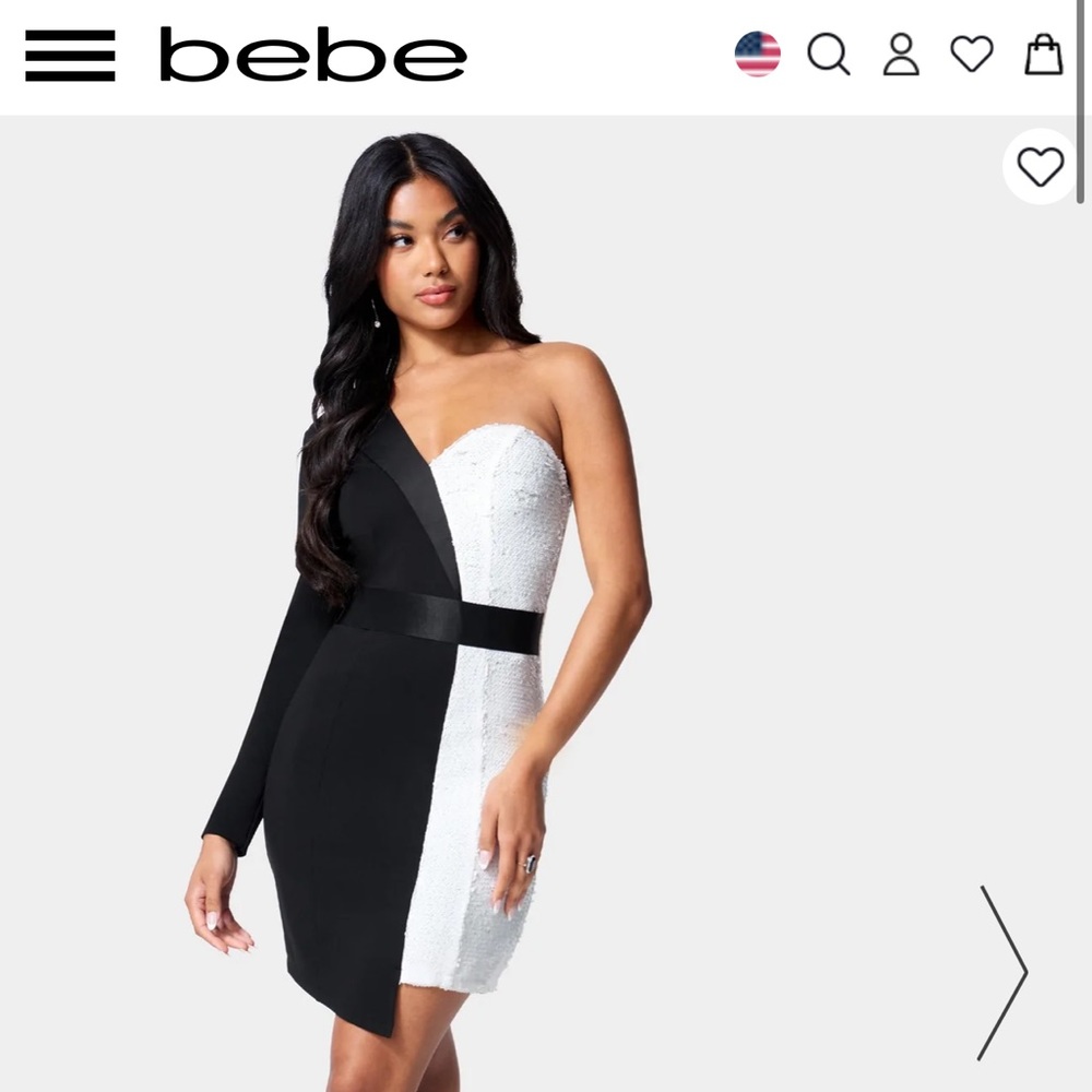NWT Bebe One Should Sequin Suit Dress Contrast - M